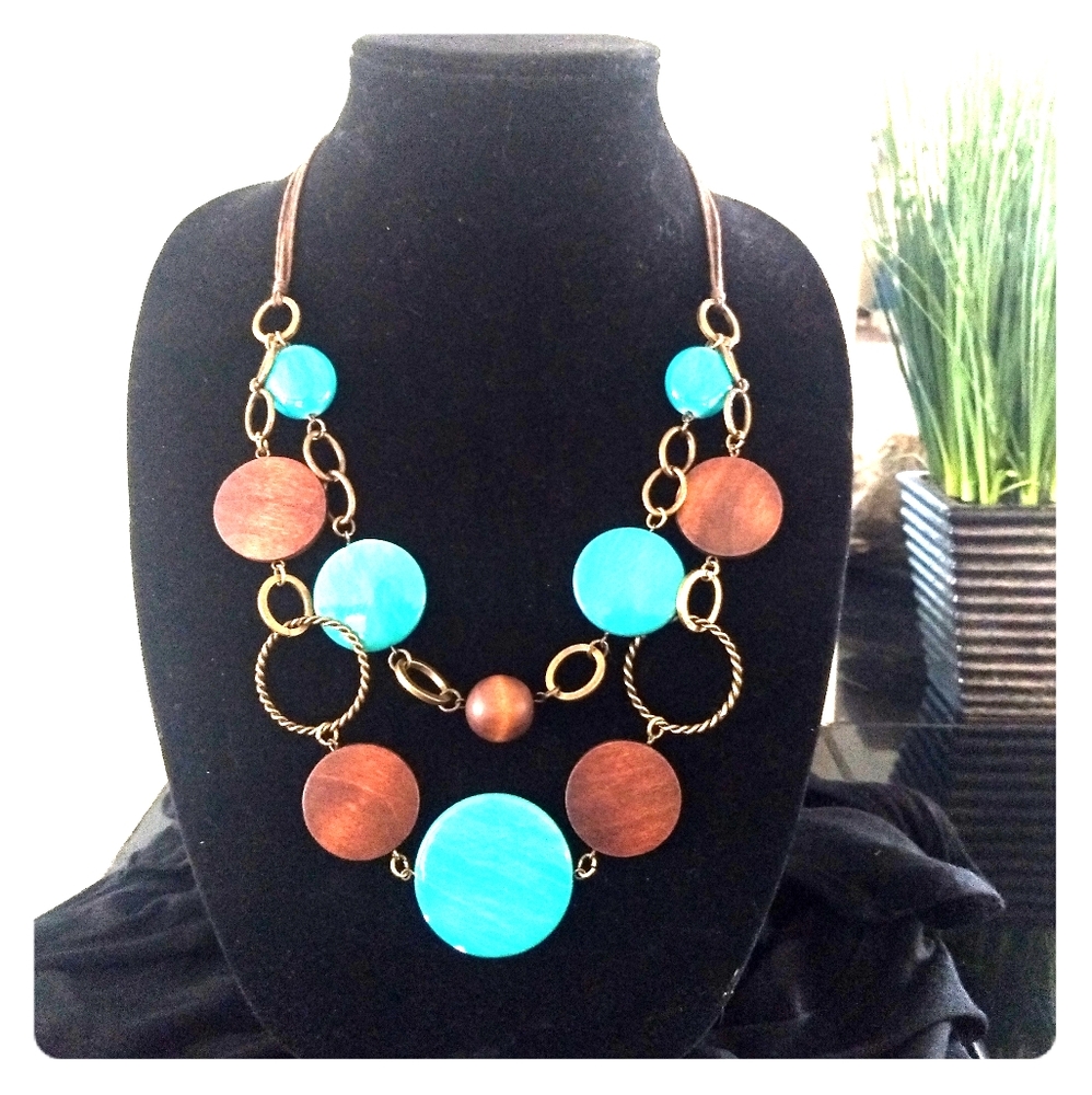 * Turquoise & Wood * Layered Necklace 😍